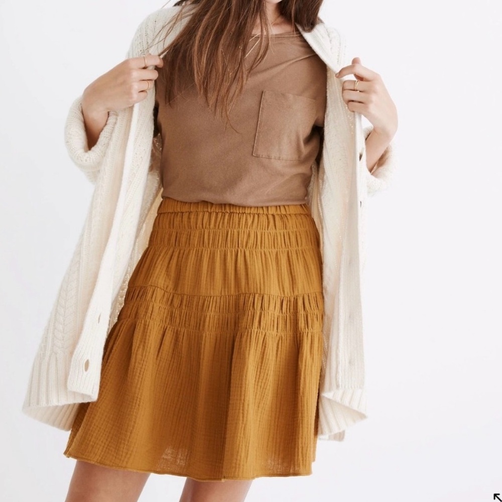 Madewell Mustard Tiered Circle Skirt